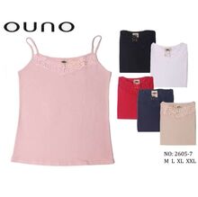 Débardeur femme en coton stretch à col V avec dentelle délicate