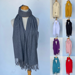 Écharpe douce unie à franges toucher cachemire