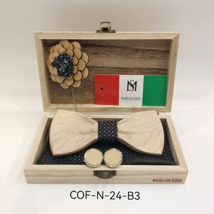 Coffret noir pour homme : nœud papillon, pochette, broche et boutons