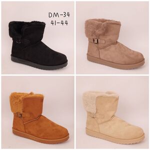 Bottines d'hiver fourrées style moumoute suédé avec bride décor taille 41-44