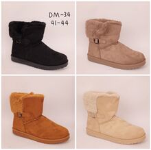 Bottines d'hiver fourrées style moumoute suédé avec bride décor taille 41-44