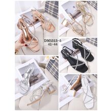 Sandales talon carré et fines lanières entrecroisées strass grande taille 41-44