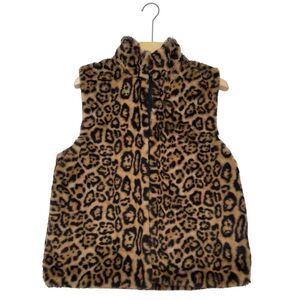 Gilet en fausse fourrure léopard à col montant & poches discrètes