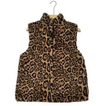 Gilet en fausse fourrure léopard à col montant & poches discrètes