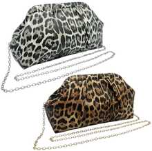 Pochette à imprimé animalier en léopard avec chaînette amovible