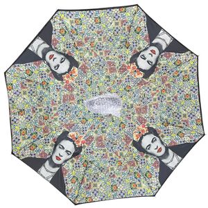 Parapluie Frida Kahlo avec patchwork de carreaux floraux
