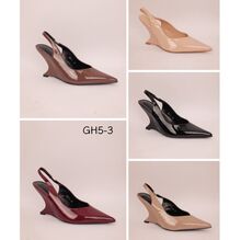 Escarpins vernis à bout pointu et talon compensé géométriques taille 36-41