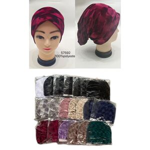 Bonnet plissé chic et décontracté en velours imprimé