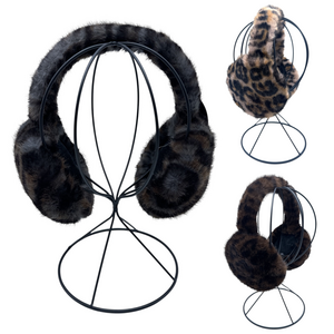 Cache-oreilles en peluche effet fourrure au motif léopard stylé