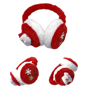 Cache-oreilles fausse fourrure à décoration de Père Noël et flocon de neige