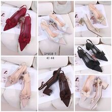 Escarpins slingback sur talon carré en résille carrelée avec nœud grande taille 41-44