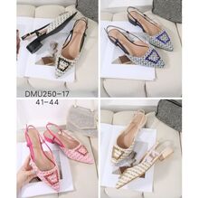 Slingbacks en tweed texturé talon carré au bout pointu à boucle grande taille 41-44