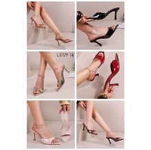 Mules à bout ouvert en PU vernis montées sur talon fin pointu taille 36-41