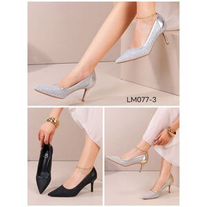 Escarpins bi-matière PU mat et brillant à bout pointu sur talon aiguille taille 36-41