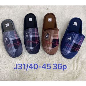 Pantoufles homme à carreaux écossais avec écusson cheval