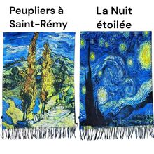 Écharpe réversible Vincent Van Gogh - "La Nuit étoilée" & "Peupliers à Saint-Rémy"
