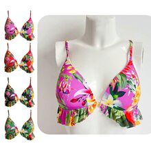 Haut de maillot de bain triangle à volants imprimé floral tropical