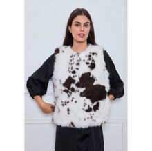Gilet sans manches en fausse fourrure avec un imprimé vache