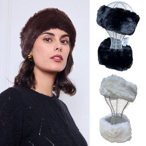 Bandeau & tour de cou 2 en 1 conçu en fausse fourrure - 3 pièces