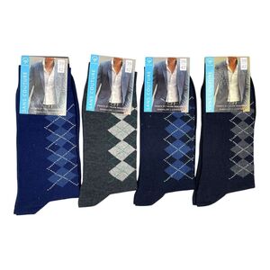 Chaussettes remaillées sans couture en coton à motif losanges et renforts talon/pointe