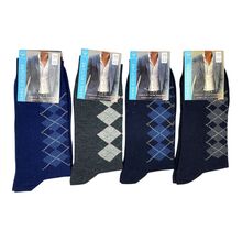 Chaussettes remaillées sans couture en coton à motif losanges et renforts talon/pointe