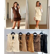 Gilet style sherpa confortable fermeture avant par des nœuds