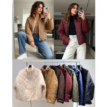 Doudoune courte matelassée avec losanges à zip et poches latérales