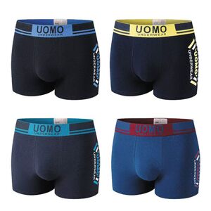 Boxer en coton avec taille élastique et détails latéraux imprimés