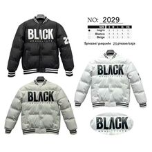 Blouson bomber matelassée "BLACK NEWCITY 1973" et bords-côtes rayés