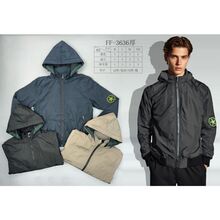 Veste coupe-vent pour homme zippé à capuche 100% Polyester