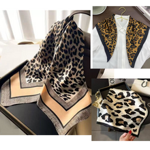 Foulard carré 70x70 cm motif léopard au toucher soie en polyester - 12 pièces