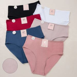 Culotte femme taille haute en coton côtelé de couleur unie
