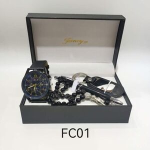 Coffret cadeau homme : Montre, Stylo, Chapelet et Porte-clés personnalisable