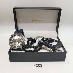 Coffret premium homme : Montre, Stylo, Chapelet et Porte-clés gravable