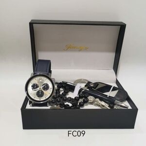 Coffret homme 4 pièces : Montre, Chapelet, Stylo et Porte-clés à graver