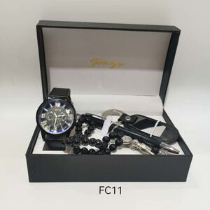 Coffret cadeau homme : Montre, Chapelet, Stylo et Porte-clés gravable