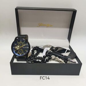 Magnifique coffret homme : Montre, Chapelet, Stylo et Porte-clés à graver