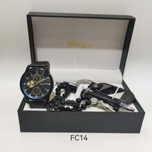 Magnifique coffret homme : Montre, Chapelet, Stylo et Porte-clés à graver