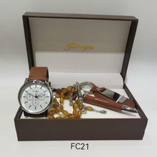 Coffret masculin chic : Montre, Stylo, Chapelet et Porte-clés personnalisable