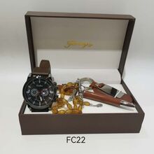 Coffret cadeau masculin : Montre, Stylo, Chapelet et Porte-clés personnalisable