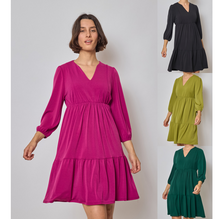 Robe babydoll coupe fluide à volants étagés avec des manches longues