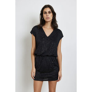 Robe de soirée courte noire avec paillettes brillants pour les fêtes