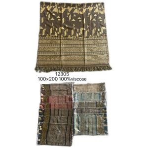 Écharpe 100 % viscose lurex à motif géométrique et frise grecque