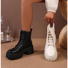 Bottines style combat sur plateforme crantée en synthétique taille 36-41