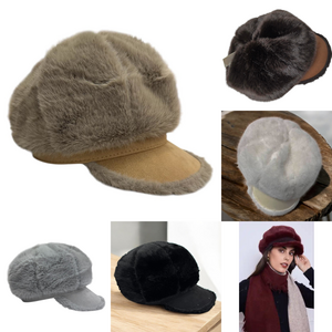 Casquette gavroche chaude en fausse fourrure avec visière - 12 pièces