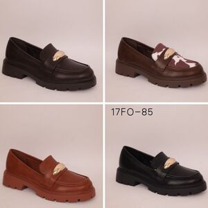 Mocassins style chunky en simili avec boucle dorée et semelle crantée taille 36-41