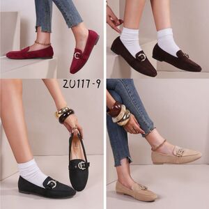 Mocassins élégants en suédine dotés d’une bride à boucle strassée taille 36-41