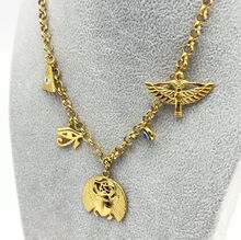 Collier en acier inoxydable avec breloques symboliques Mystères d’Égypte