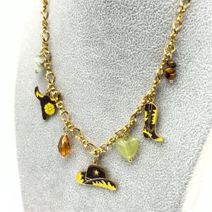 Collier acier inoxydable décoré de breloques à thème Western cowboy