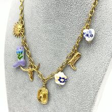 Collier à breloques Western en acier inoxydable doré avec bottes et soleil